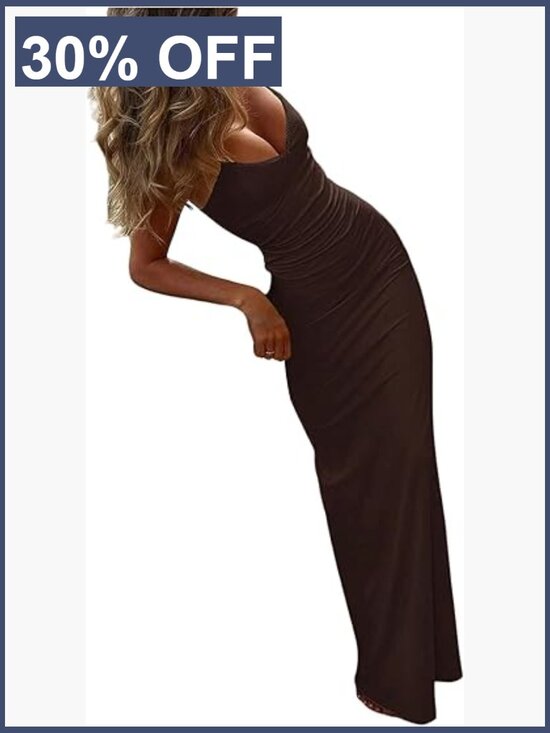 Dresses & Skirts - Mesh V-Neck Bodycon Maxi Dress Spaghetti Strap Cami Dress